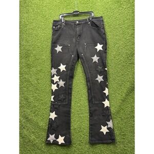 Guapi Obsidian Vintage Stars Jeans Mens 40 Sewn Leather Patches Stacked Slim-Fit